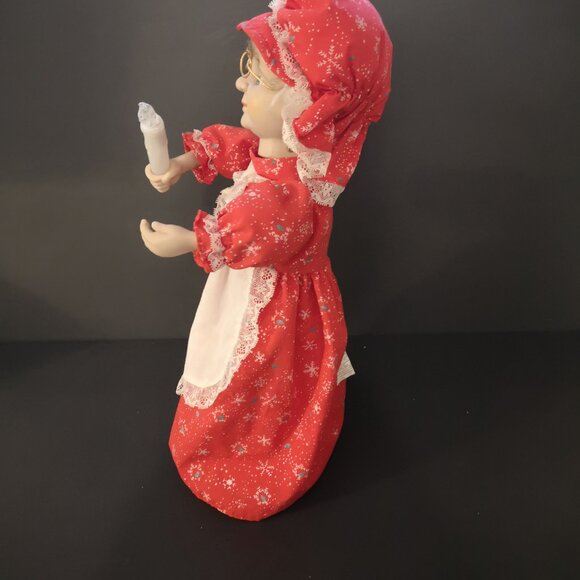 Vintage Animated Mrs. Claus Plays Jingle Bells Candle Lights Up Head Moves - Picture 3 of 8